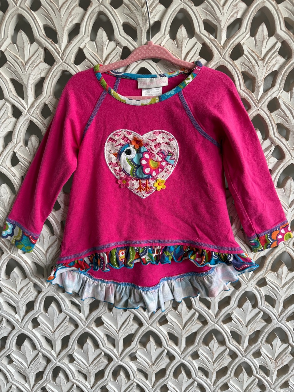 Bonnie Baby Girls Owl Ruffle Tunic Top Size 24M